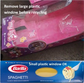 cardboard boxes with plastic windows